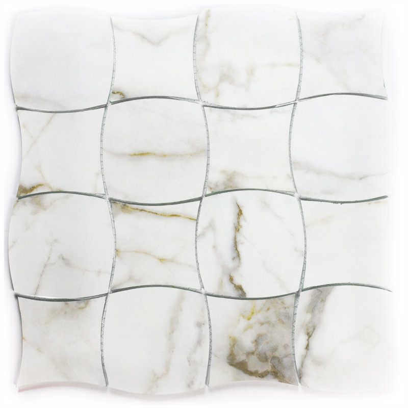 Carreau de mosaïque en verre Art Deco Carrara 3 po x 3 po