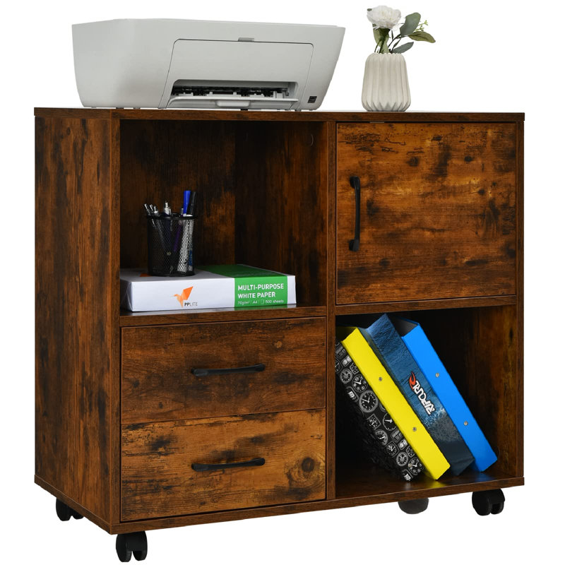 Kynnlie 80cm Wide 2 -Drawer Mobile File Cabinet, Brown