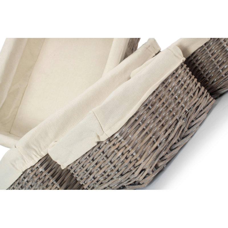 Fleur De Lis Living 4 Piece Wicker Storage Tray Basket Set with Lining