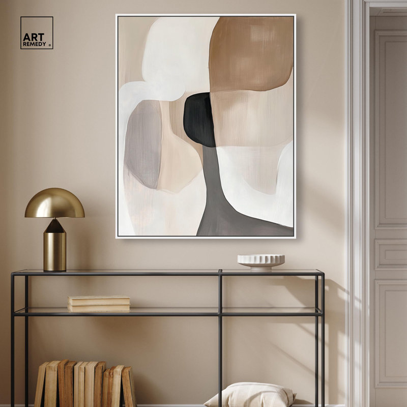 «Curvilinear Composition II» par Art Remedy, H 37 po x l 31 po, Cadre flottant, Noir