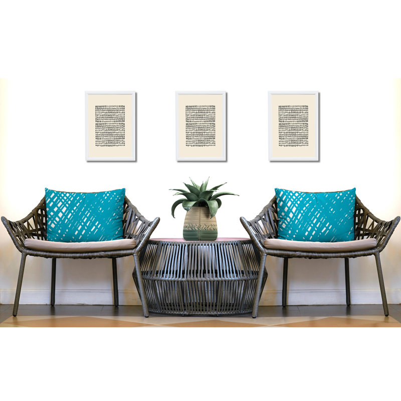 Oreiller réversible intérieur / extérieur Riju Scratches, 20 po x 14 po, Turquoise