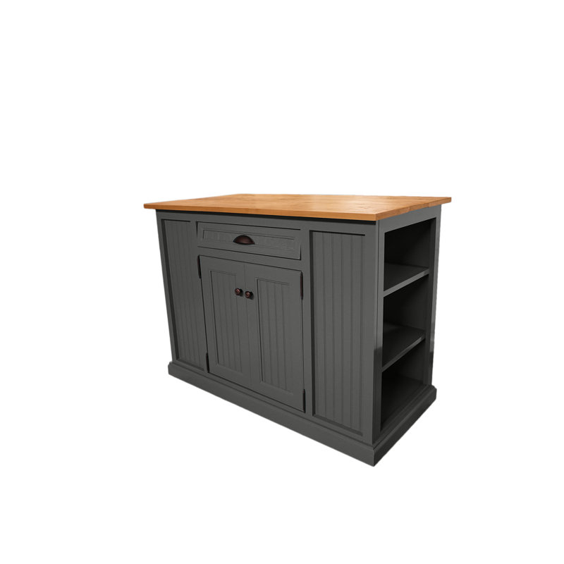 Assil Solid Wood Kitchen Island, Iron Ore
