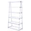 Étagère verticale blanche à 6 niveaux, de forme rectangulaire, avec panneau arrière ouvert, profondeur du produit : 35,58 cm, largeur : 15,75 cm, hauteur : 69,75 cm. Bibliothèque à 6 tablettes fixes, idéale pour ranger des livres ou des objets de décoration.