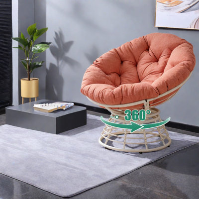 Swivel Accent Chairs, 43 Inch Rattan Metal Modern Home Reading Nook
