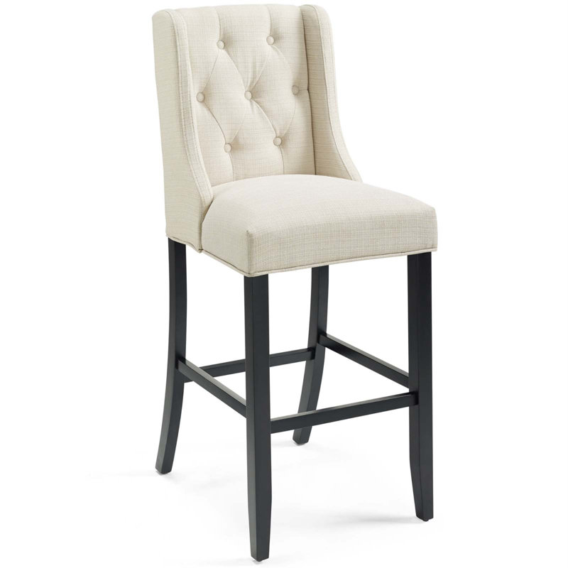 Tabouret capitonné en tissu Baronet, 1, Beige, Tabouret de bar (hauteur de 30,5 po)