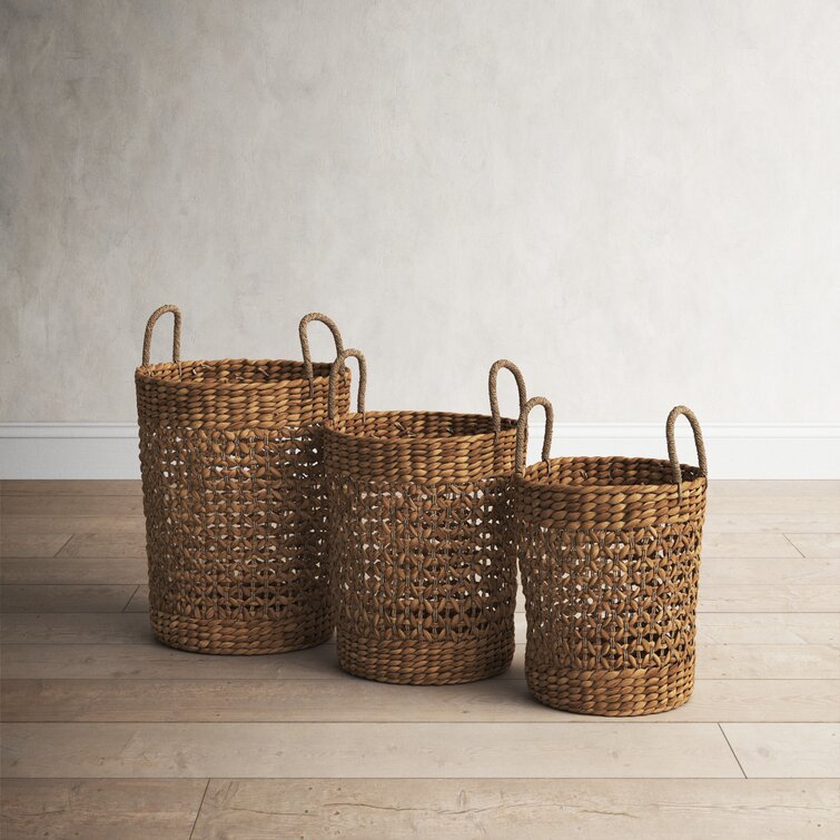 StyleWell Rectangular Seagrass Lined Storage Baskets (Set of 3