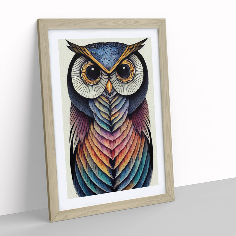 Intoxicating Owl - Wall Art, 46cm H x 34cm W x 2cm D, Oak Framed