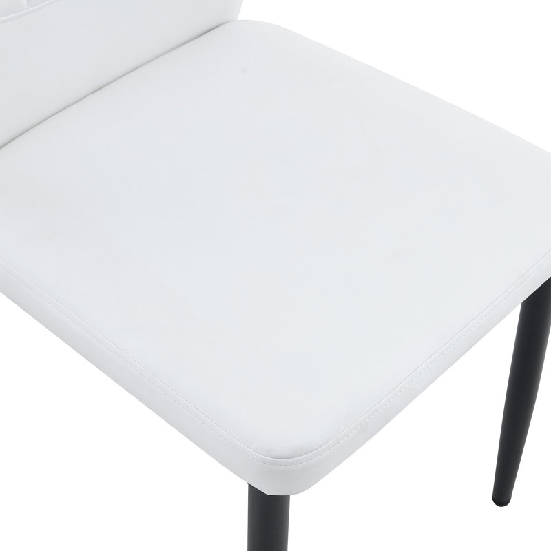 Chewe Upholstered Dining Chairs with Adjustable Anti Slip Feet, White