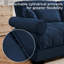 Canapé modulable 2 places en velours avec assise profonde, 2 poufs amovibles, coussins de dossier et traversins, bleu-497492769