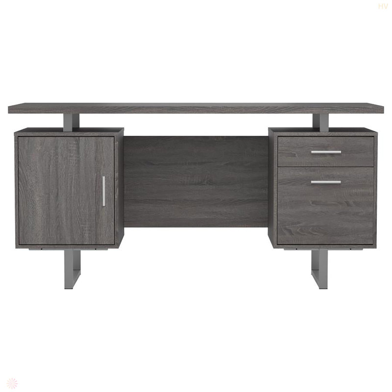Bureau à 2 tiroirs à plateau flottant, Gris