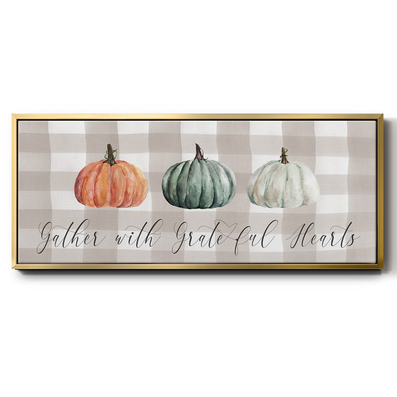 «Gather With Grateful Hearts», toile encadrée, H 20 po x l 50 po