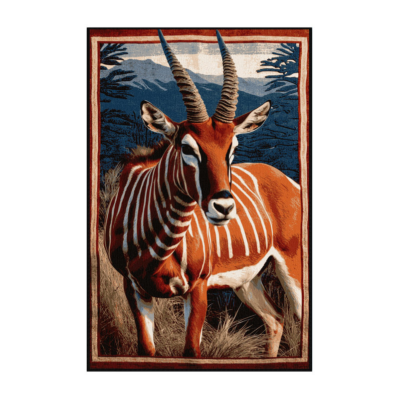 Washable Mountain Bongo Wildlife Area Rug, Rectangle 8' x 10'