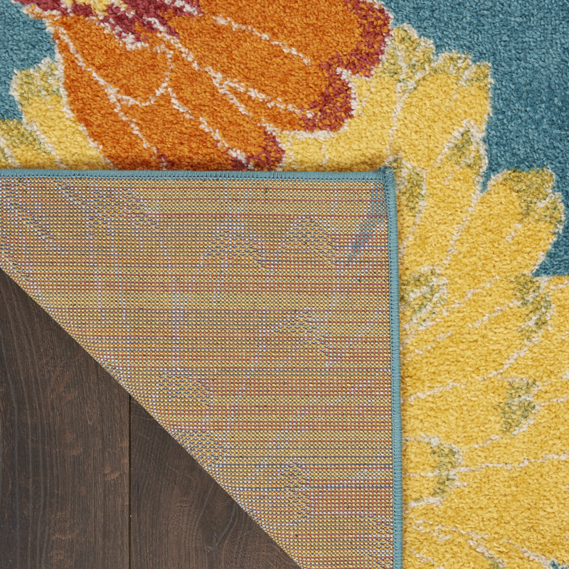 Tapis traditionnel turquoise Lakenya, Rectangle 4 pi x 6 pi