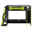 Lit mezzanine simple en bois avec bureau, tablettes multiples et lumière RVB, vert-130120512