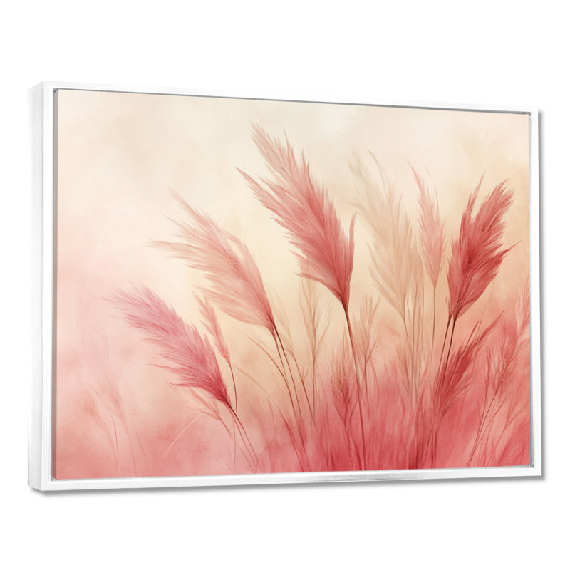 «Blush Pampas Glow I» - impression sur toile rose bohémienne, Toile tendue, H 24 po x l 32 po