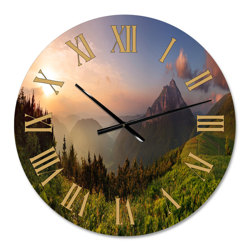 MountaIn Peak During Sunset - Traditional wall clock, Small