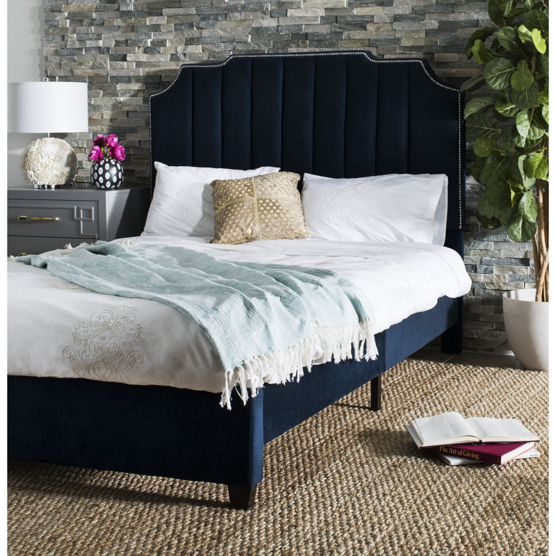 Musgrave Upholstered Platform Bed, Navy, Queen