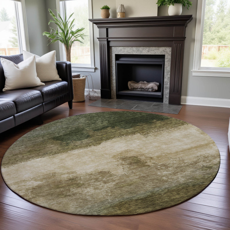 Premium Machine Washable Ducote AMF1070 Modern Rug, Round 8'