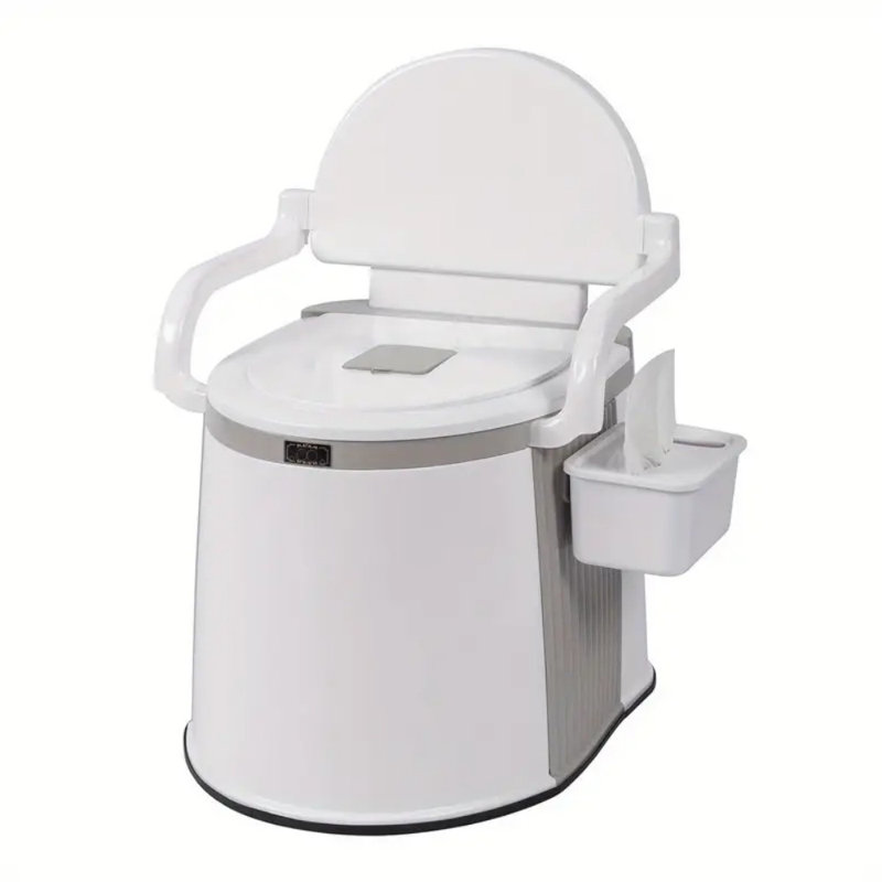 Modern Portable RV Toilet – Lightweight, Detachable Inner Bucket & Storage Box, Ideal For Camping, Boating, Hiking, And Bathroom Use, White Plastic Design With Handle For Easy Transport