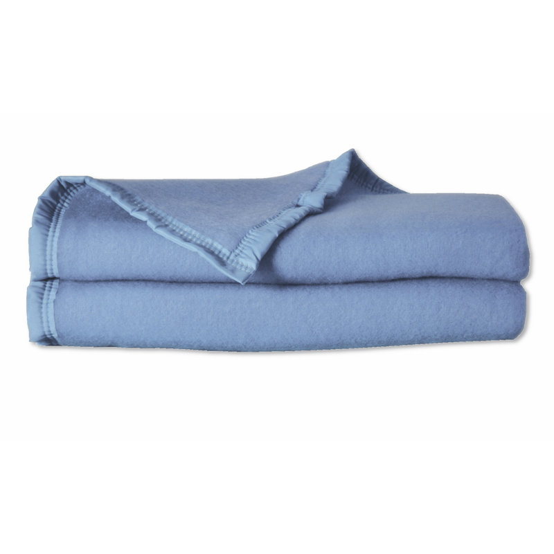 Couverture 100% laine vierge Lyon, Très grand, Bleu