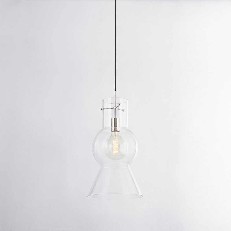 Luminaire suspendu 1 lumière Mirabel, H 21,25 po x l 11 po x P 11 po, Nickel poli