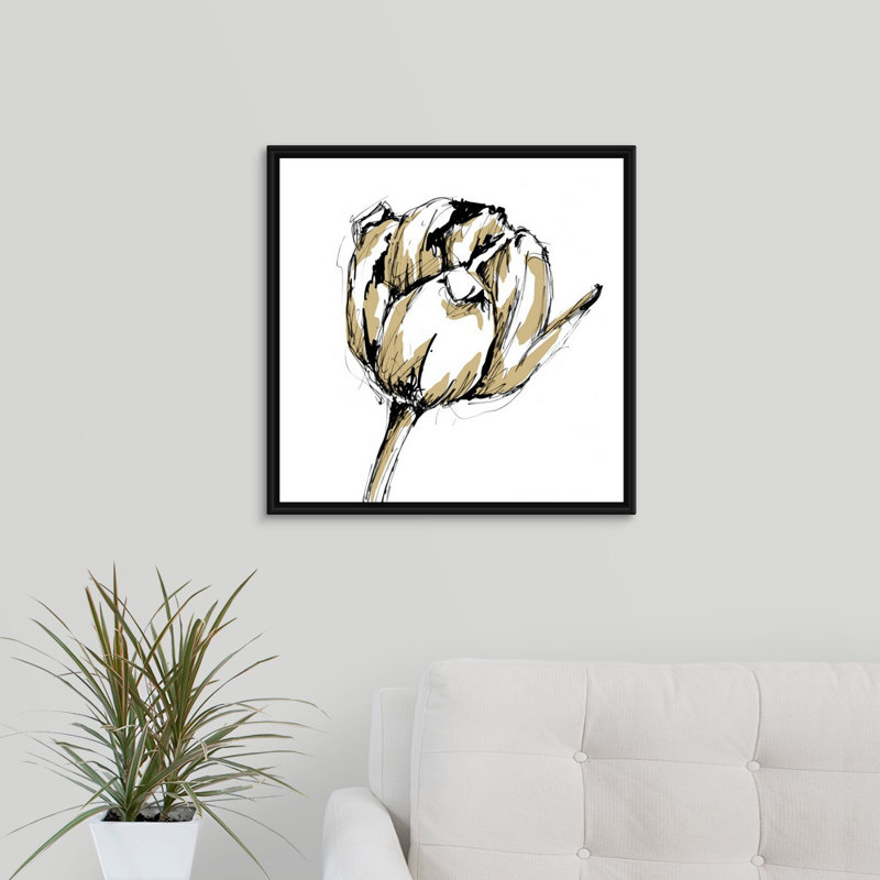 " Gold Tulip II " by The Novogratz, Black Floater Frame, 24" H x 24" W x 1.25" D