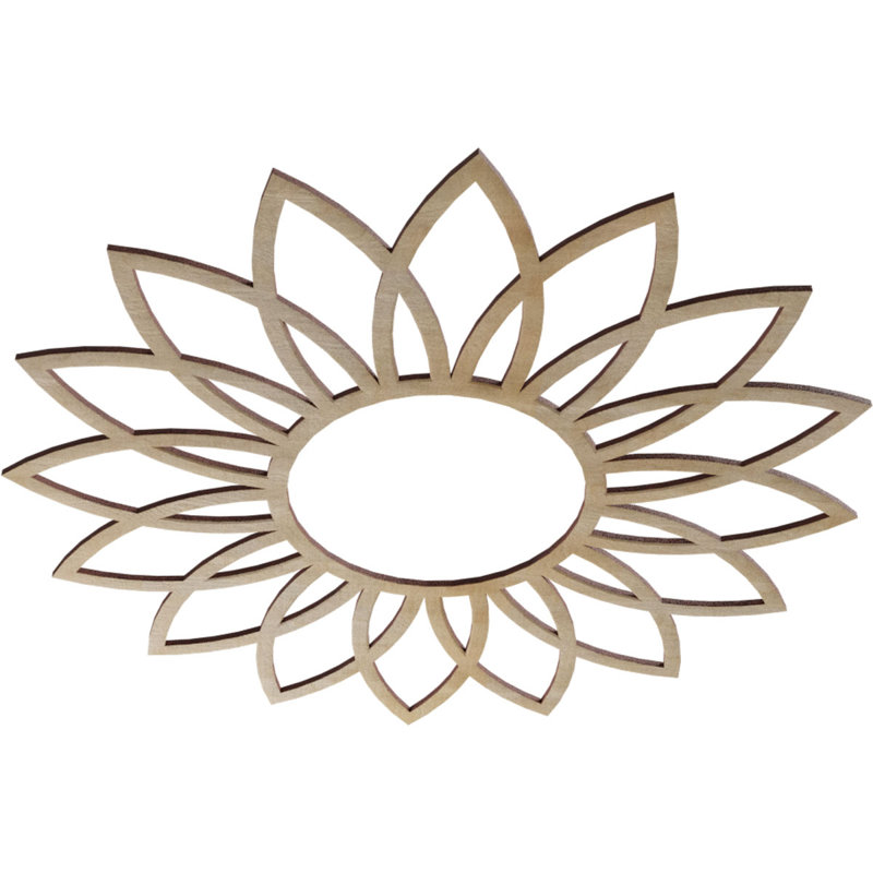 Médaillon de plafond ajouré en bois de marguerite 28 "x P 9 3/4" x T 1/4 "Hickory, Noyer blanc, H 26 po x l 26 po x P 0,38 po