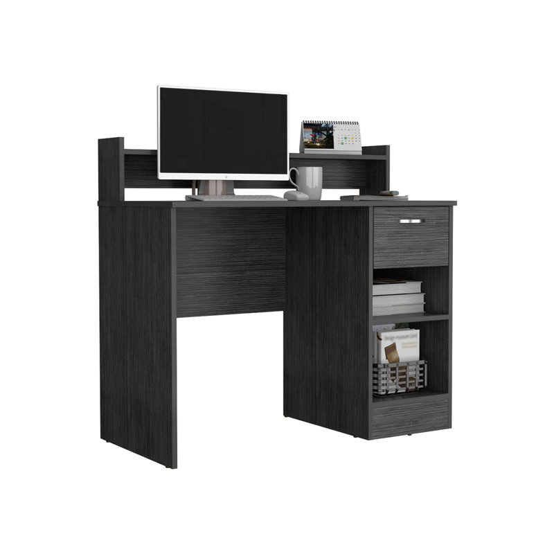 Bureau d'ordinateur avec tablette supérieure ouverte, Gris