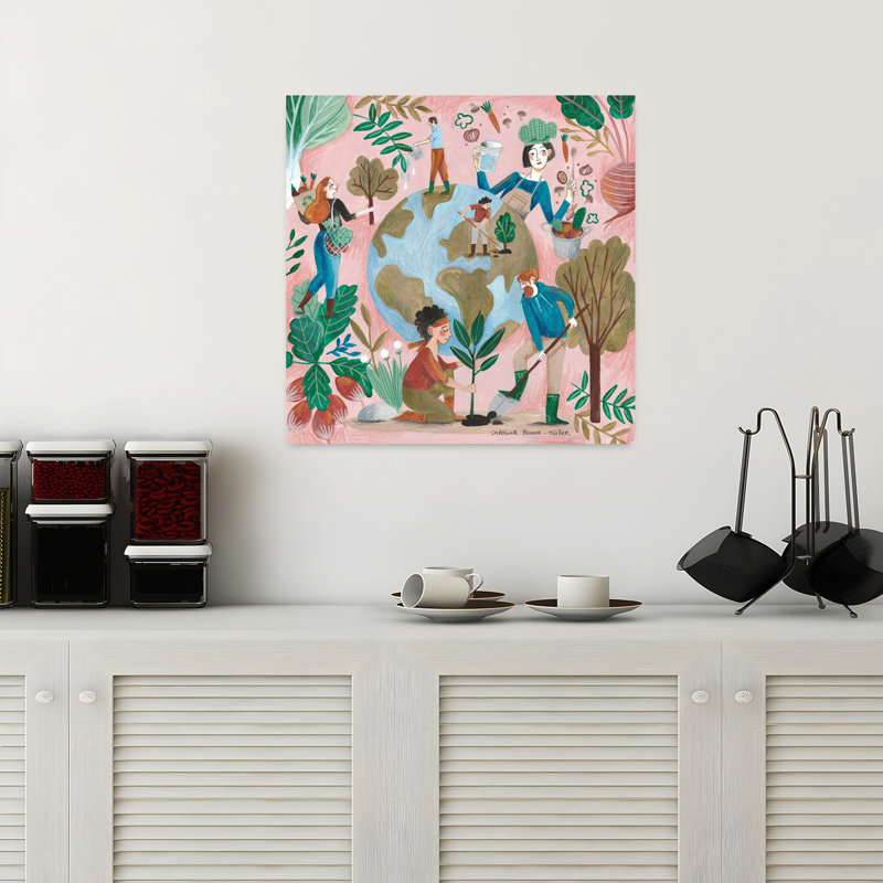 Art contemporain avec arbre abstrait, H 18 po x l 18 po