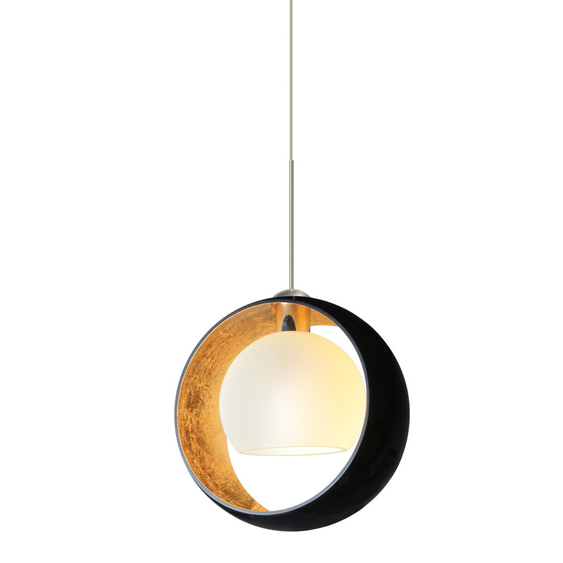 Luminaire suspendu géométrique 1 lumières simple Speidel, Feuille dorée, Nickel satiné