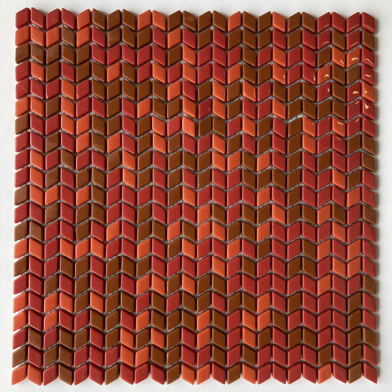 Sicily 0.5" x 0.75" Glass Chevron Mosaic Wall & Floor Tile, Wildfire