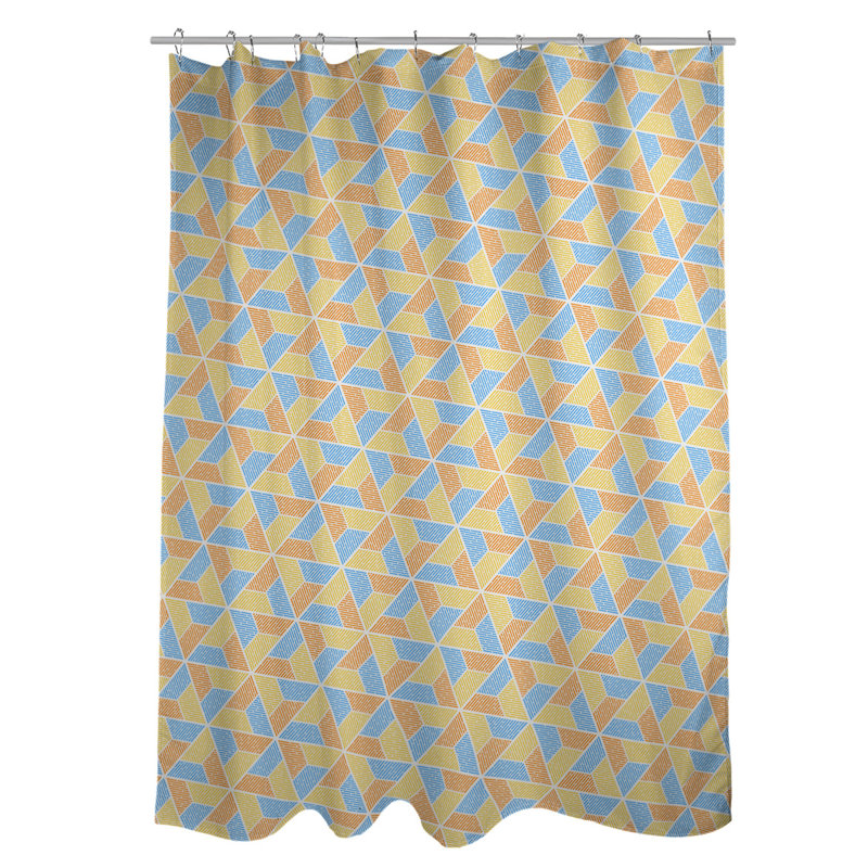 Rideau simple à deux trapézoïdes, Jaune, bleu et orange