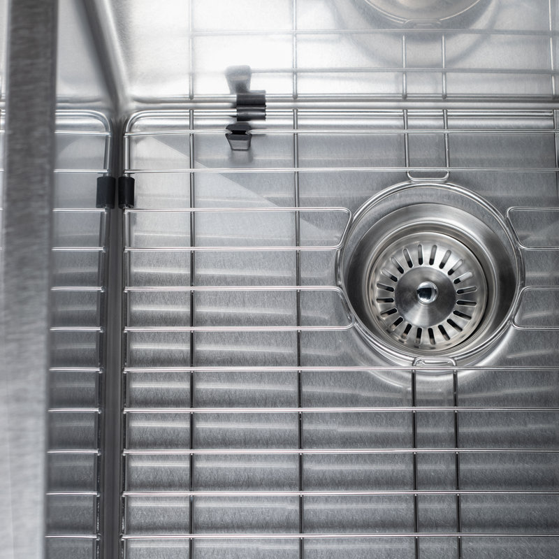 ZLINE 36 in. Chamonix Undermount Double Bowl Satin Stainless Steel Kitchen Sink with Bottom Grid (SR60D-36S)