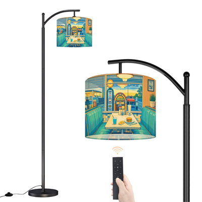 Lampe sur pied à arc avec abat-jour réglable Retro Diner Lampe sur pied 3 températures d'intensité à intensité variable pour lampe