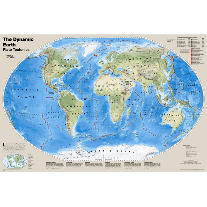 Carte murale tectonics de la terre et de la plaque dynamique, Stratifié