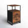 18" wide Industrial Wooden Nightstand with Iron Frame and 2 Drawers