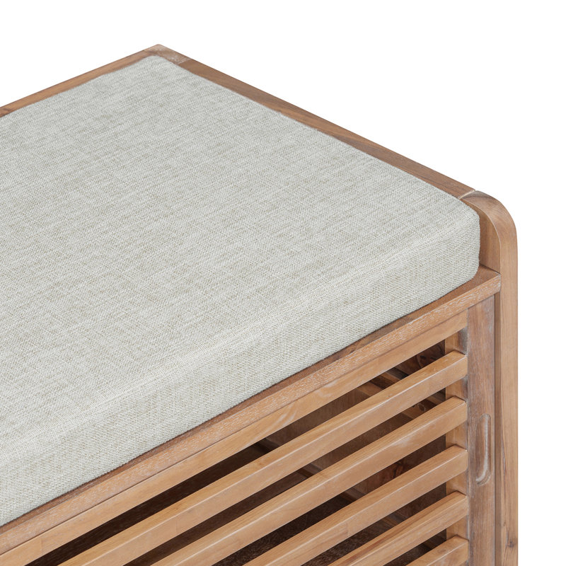 43" Wide Shoe Storage Bench With Cushion Entryway Bench, Natural