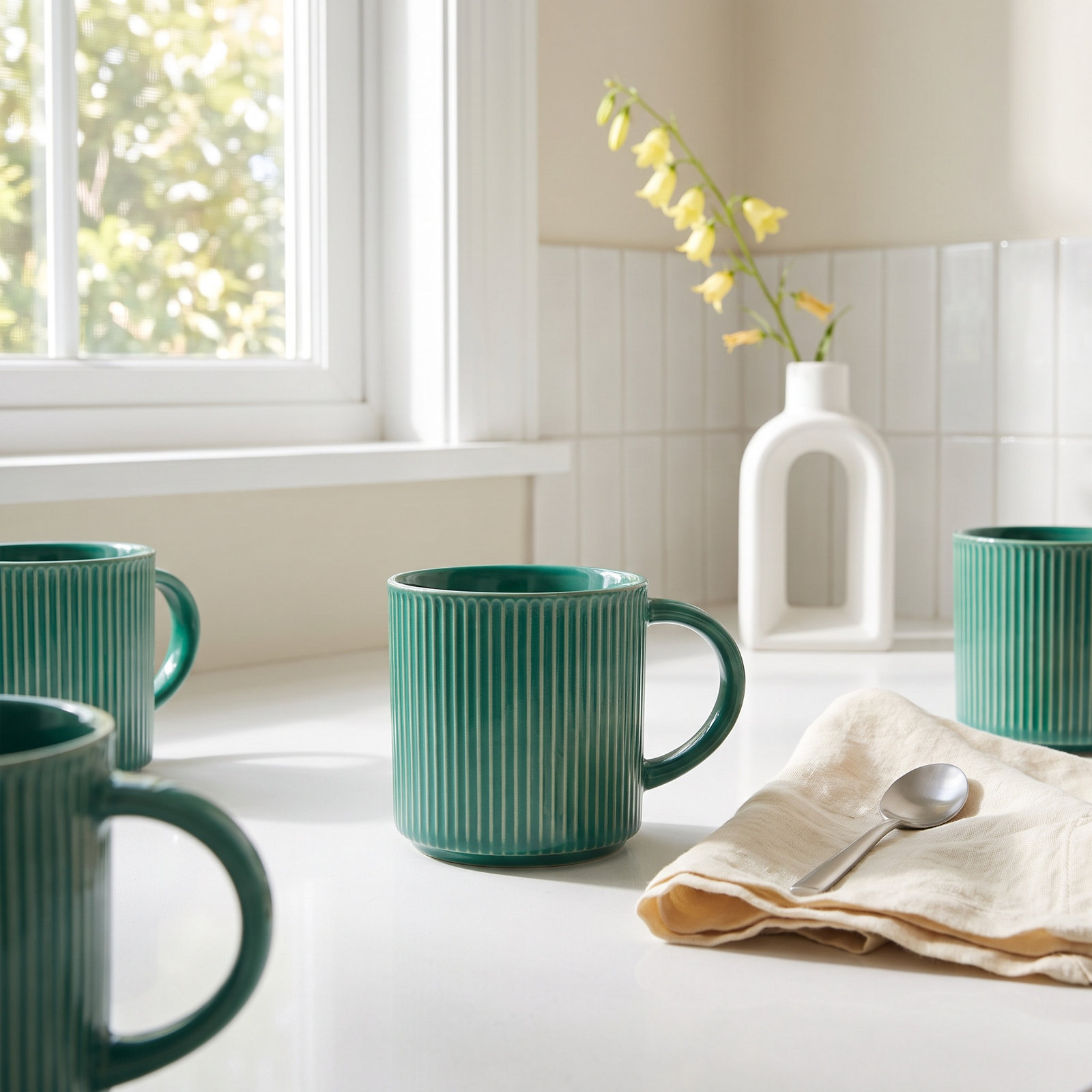 Cinnamon Brown Ceramic Mug, Sage Green