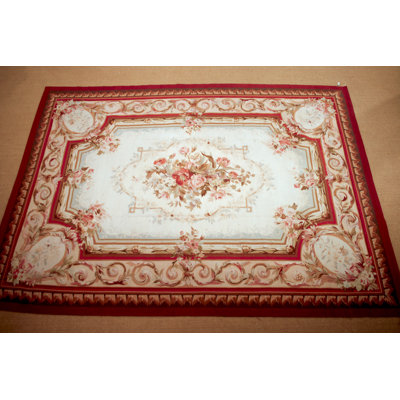 Tapis unique en laine noué à la main de 7 pi 3 po x 10 pi rouge / beige / brun