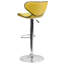 Tabouret de bar contemporain confortable en vinyle à hauteur réglable et dossier mi-haut avec base chromée Claudine-660761083