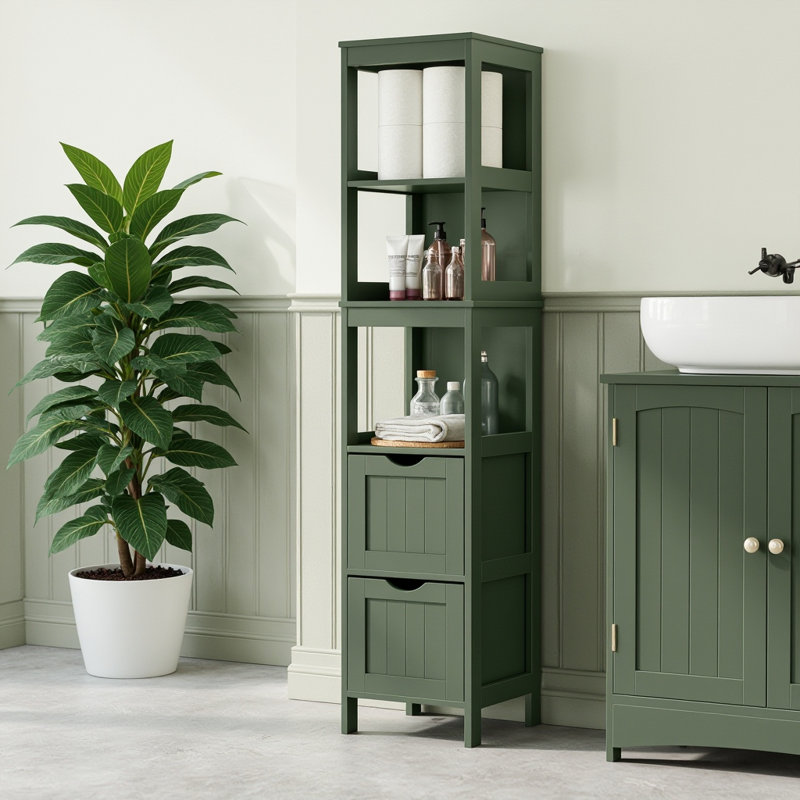 Armoire à linge autoportante Oxfordshire, 55,9 po x l 12 po x P 12 po, Vert