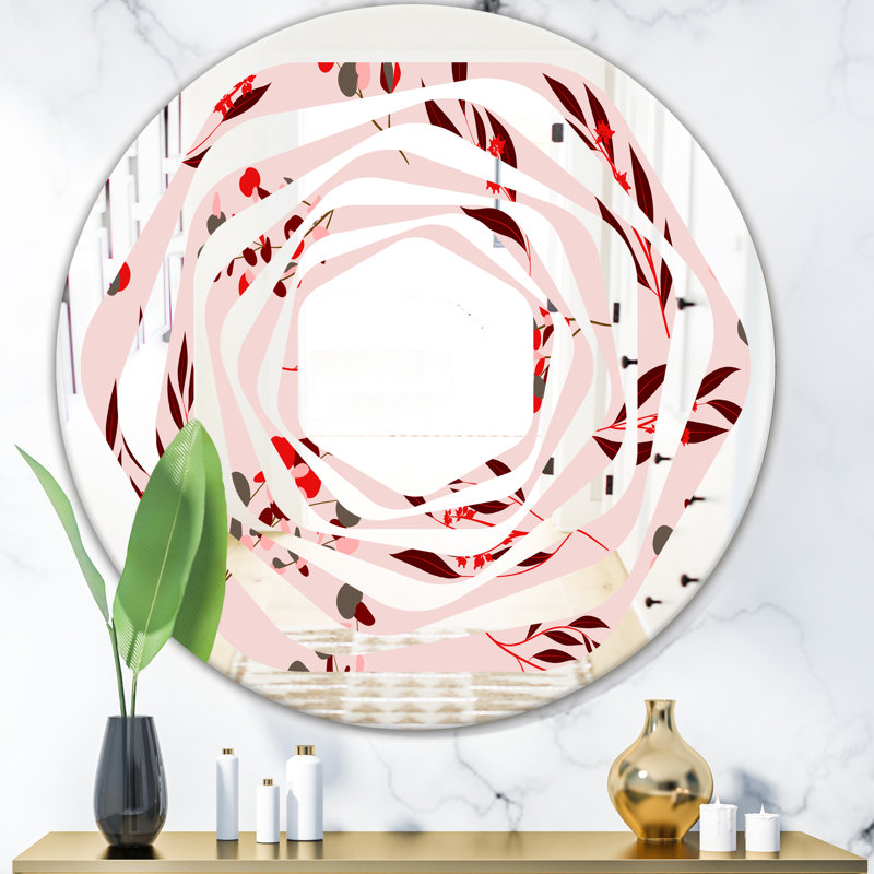 Miroir mural Whirl Coastal, 31,5 po x 31,5 po, Eucalyptus lumineux motif floral II