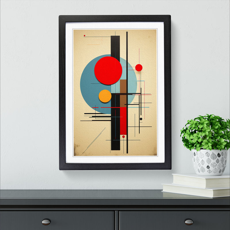 XYZ-FRM-V1223-4502 Minimalist Constructivism - Single Picture Frame Print on Wood, Black , 46cm H x 34cm W x 2cm D