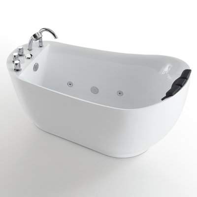 59'' x 29.5'' Freestanding Whirlpool Plastic / Acrylic Bathtub with Faucet