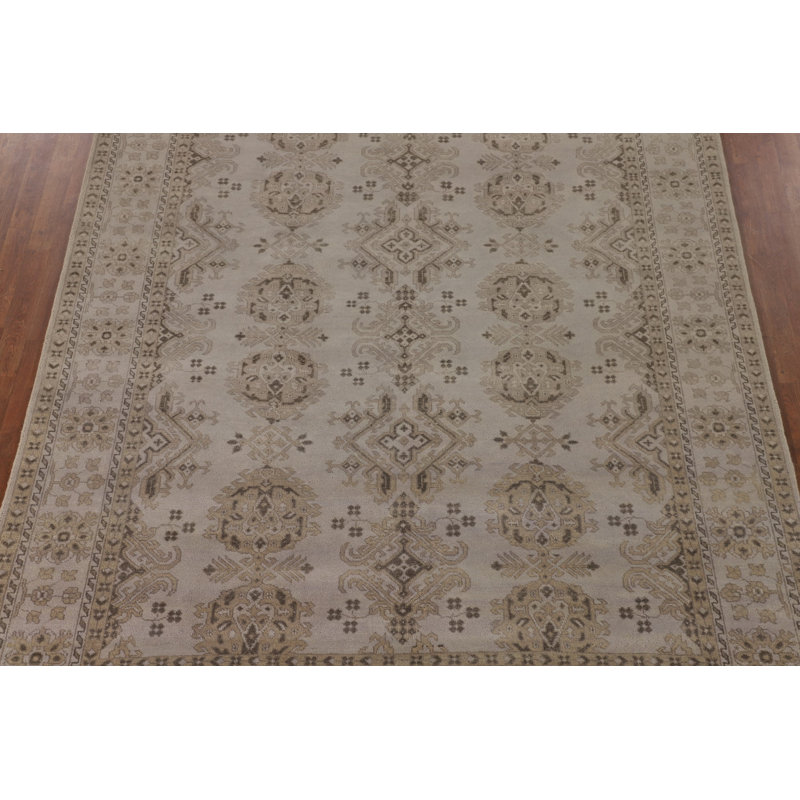 Tapis indien fait à la main à motif géométrique Oushak 8 x 10