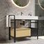 Meuble-lavabo 36 po avec lavabo, pieds en métal, porte-serviettes, tiroir et panier à linge-122502074-122502076