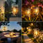 Solar Lights Outdoor Garden, Set of 2 Hexagonal Vintage Solar Lanterns with LED Bulb & Clip, Up to 12 Hours Runtime, Waterproof Decorative Garden Ornament Lights for Table, Yard, Patio [Energy Class A+++]