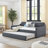 Twin Size Upholstery Daybed With Twin Size Erectable Trundle And USB Charging Design, Linen Dark Gray-1301420408