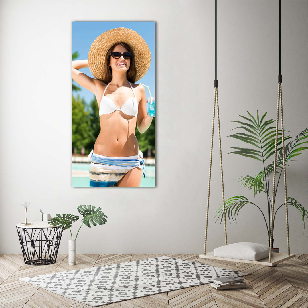 Frau am Pool - Kunstdrucke auf Leinwand - Wrapped Canvas