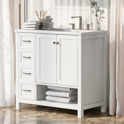 Meuble-lavabo simple 36 po avec comptoir en céramique, assemblage requis